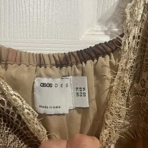 ASOS Multicolor Long Sleeve Dress with Lace Hem - Picture 8 of 14